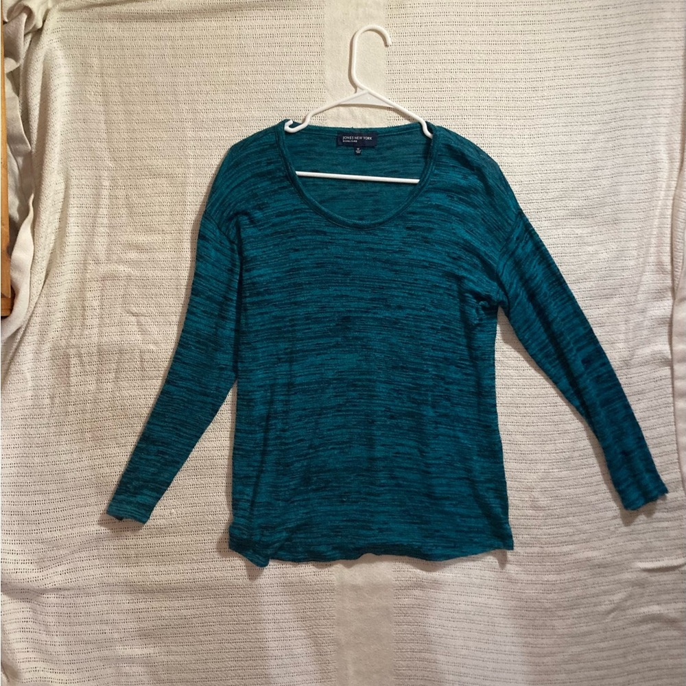 Jones New York Teal Long Sleeve Top